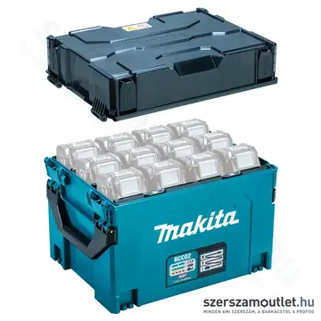 MAKITA BCC02 XGT Akkutöltő Makpac kofferben, 12port, IPX4 (2,0-4,0Ah/40V)