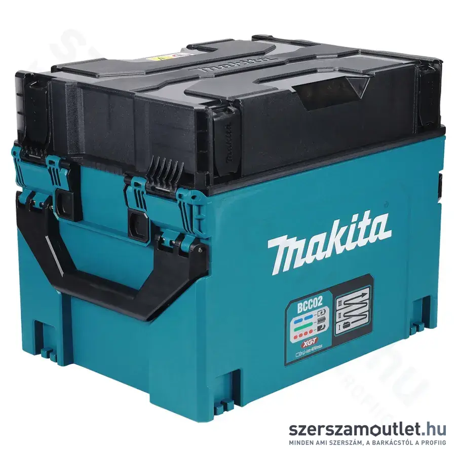 MAKITA BCC02 XGT Akkutöltő Makpac kofferben, 12port, IPX4 (2,0-4,0Ah/40V)