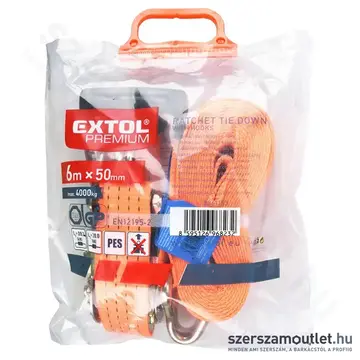 EXTOL Rakományrögzítő gurtni, kampós, max.:4000kg, 6mx50mm