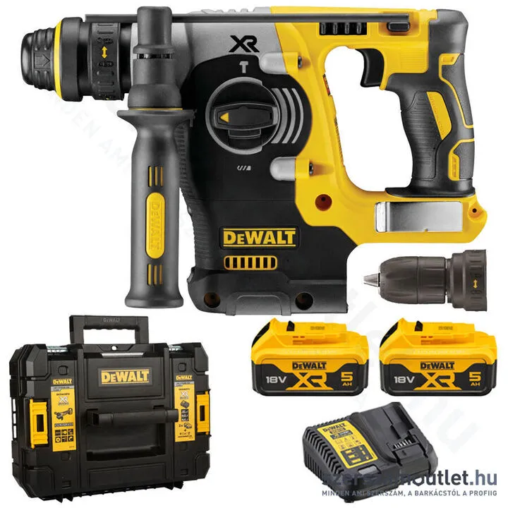 DEWALT DCH274P2T Szénkefementes akkus fúrókalapács cseretokmánnyal TSTAK kofferben (2x5,0Ah/18V)