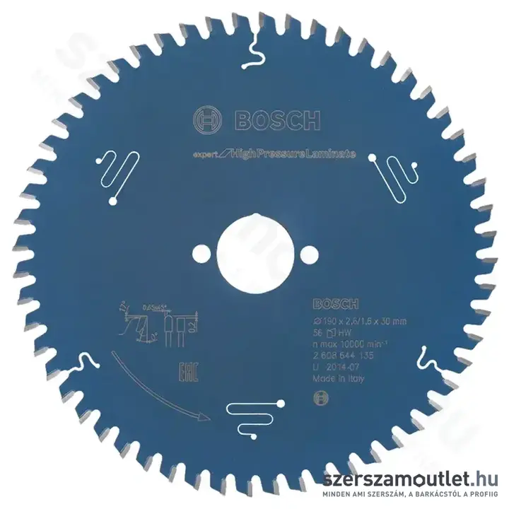 BOSCH Expert for High Pressure Laminate körfűrésztárcsa (190x30x2,6 mm) 56 fog