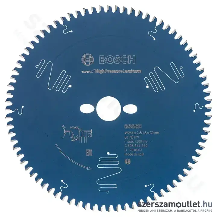 BOSCH Expert for High Pressure Laminate körfűrésztárcsa (254x30x2,8 mm) 80 fog