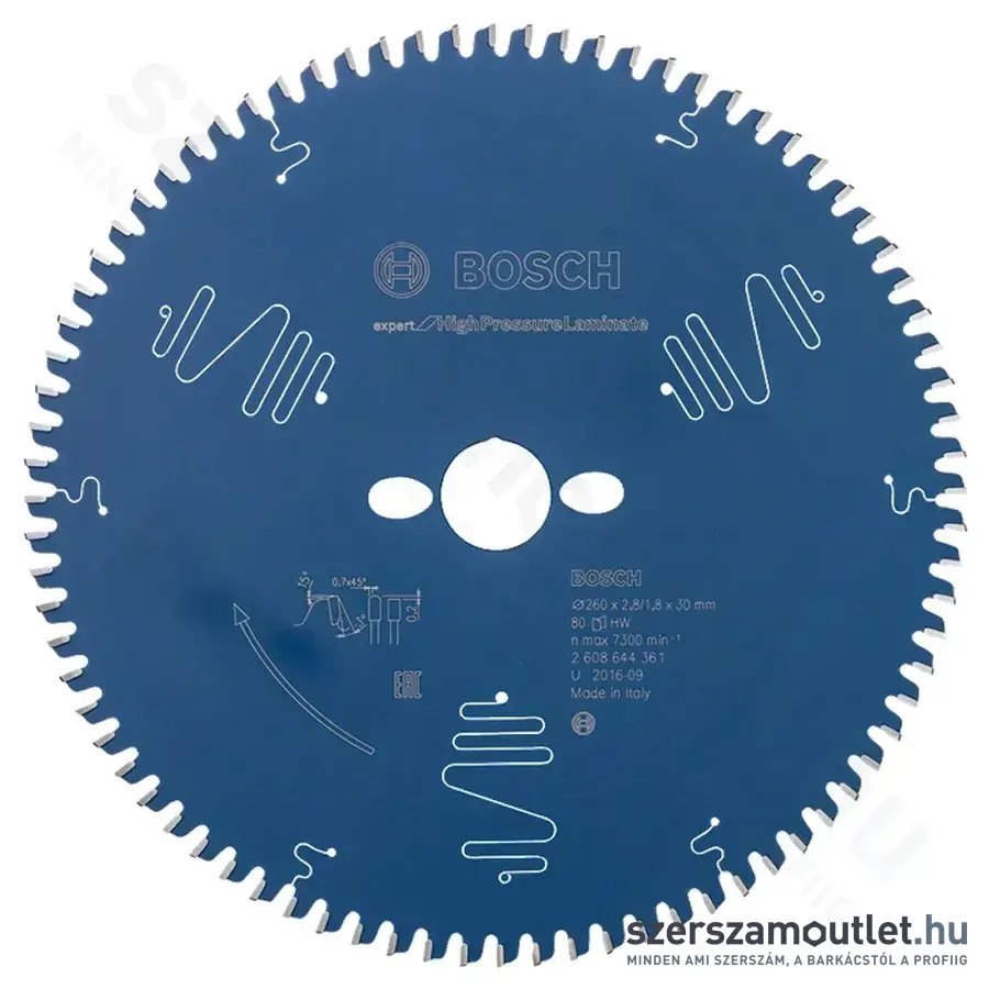 BOSCH Expert for High Pressure Laminate körfűrésztárcsa (260x30x2,8 mm) 80 fog