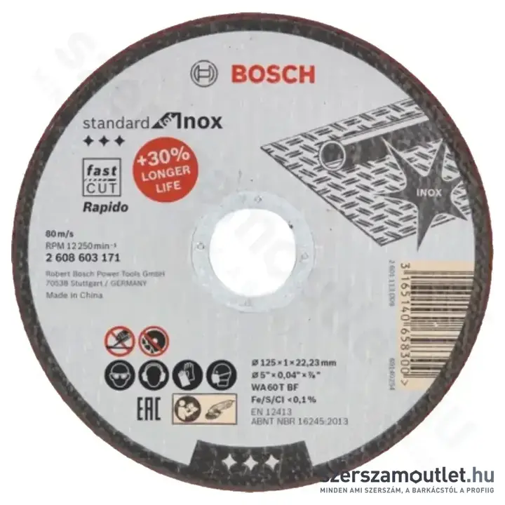 BOSCH Standard for Inox vágókorong 125x1x22,23mm (2608603171)