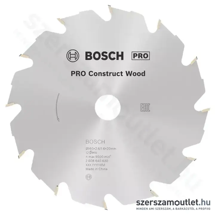 BOSCH Construct Wood körfűrészlap 160x20/16mm 12 fog