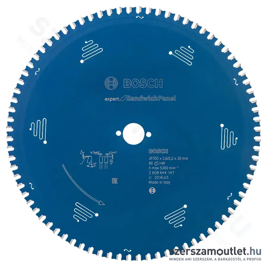 BOSCH Expert for SandwichPanel körfűrészlap 355x2,6/2,2x30mm 80 fog
