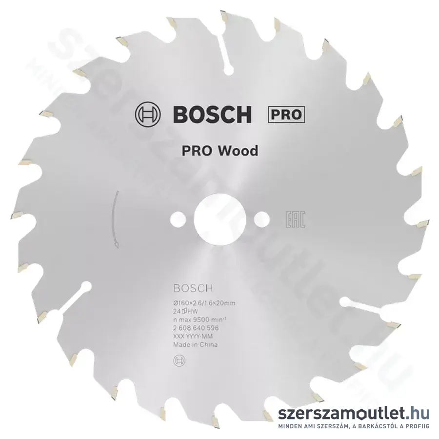BOSCH Optiline Wood körfűrészlap kézi körfűrészekhez, 160x2,6/1,6x20/16 24 fog