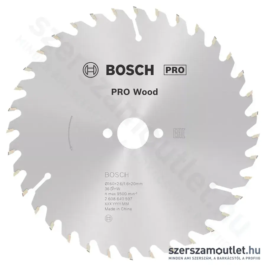 BOSCH Optiline Wood körfűrészlap kézi körfűrészekhez, 160x2,6/1,6x20/16 36 fog