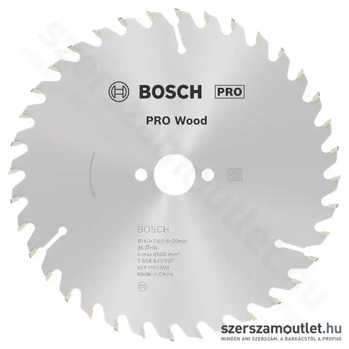 BOSCH Optiline Wood körfűrészlap kézi körfűrészekhez, 160x2,6/1,6x20/16 36 fog