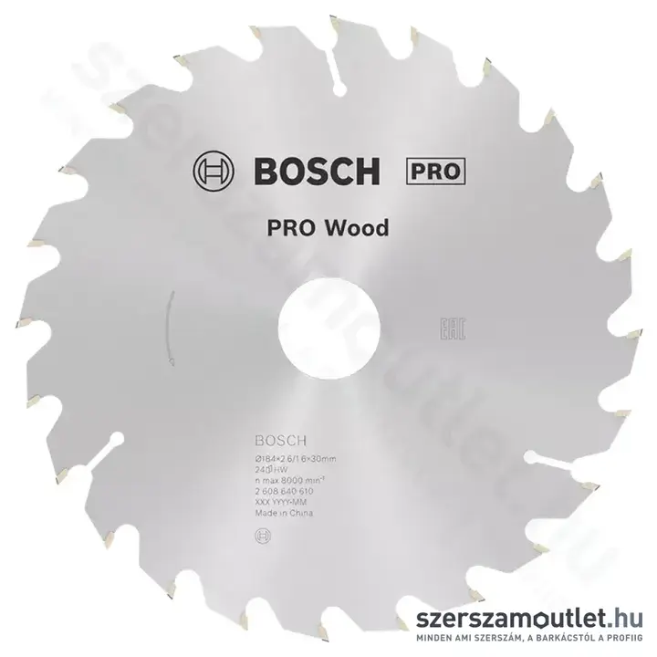BOSCH Optiline Wood körfűrészlap kézi körfűrészekhez, 184x2,6/1,6x30mm 24 fog