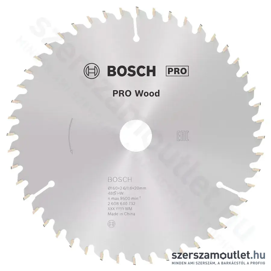 BOSCH Optiline Wood körfűrészlap kézi körfűrészekhez, 160x2,6/1,6x20/16 48 fog