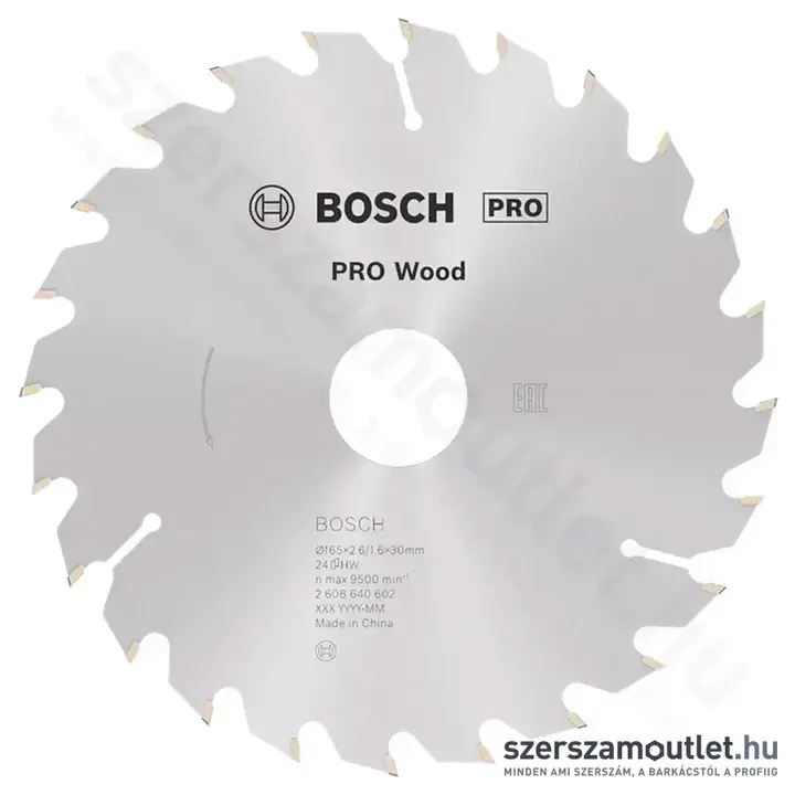 BOSCH Optiline Wood körfűrészlap kézi körfűrészekhez, 165x2,6/1,6x30/20 24 fog