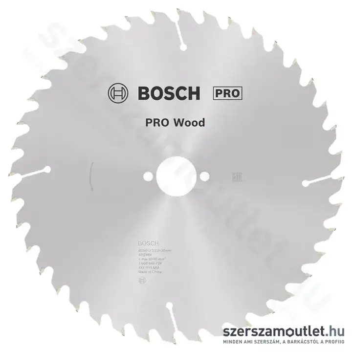 BOSCH Optiline Wood körfűrészlap kézi körfűrészekhez, 250x3,2/2,2x30mm 40 fog