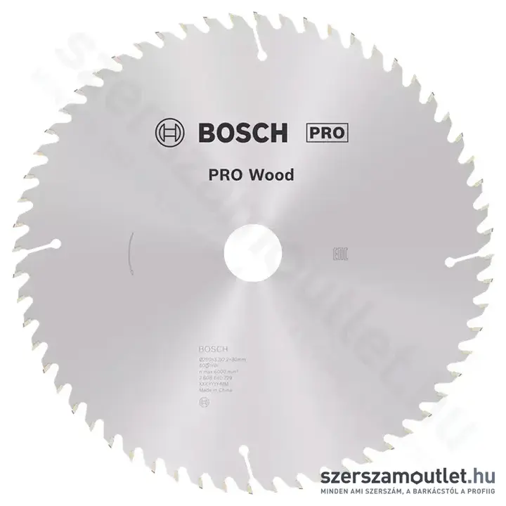 BOSCH Optiline Wood körfűrészlap kézi körfűrészekhez, 250x3,2/2,2x30mm 60 fog