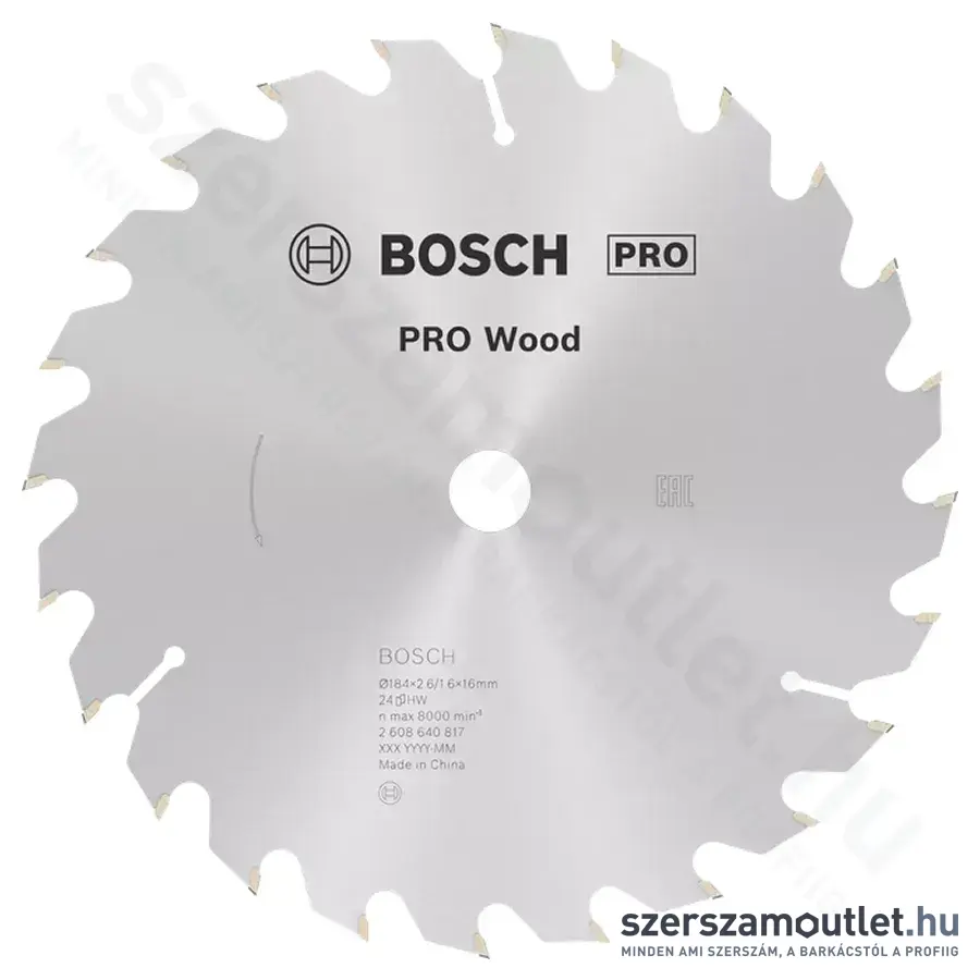 BOSCH Optiline Wood körfűrészlap kézi körfűrészekhez, 184x2,6/1,6x20/16 24 fog