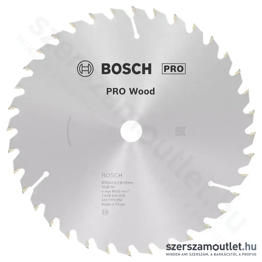 BOSCH Optiline Wood körfűrészlap kézi körfűrészekhez, 184x2,6/1,6x20/16 36 fog