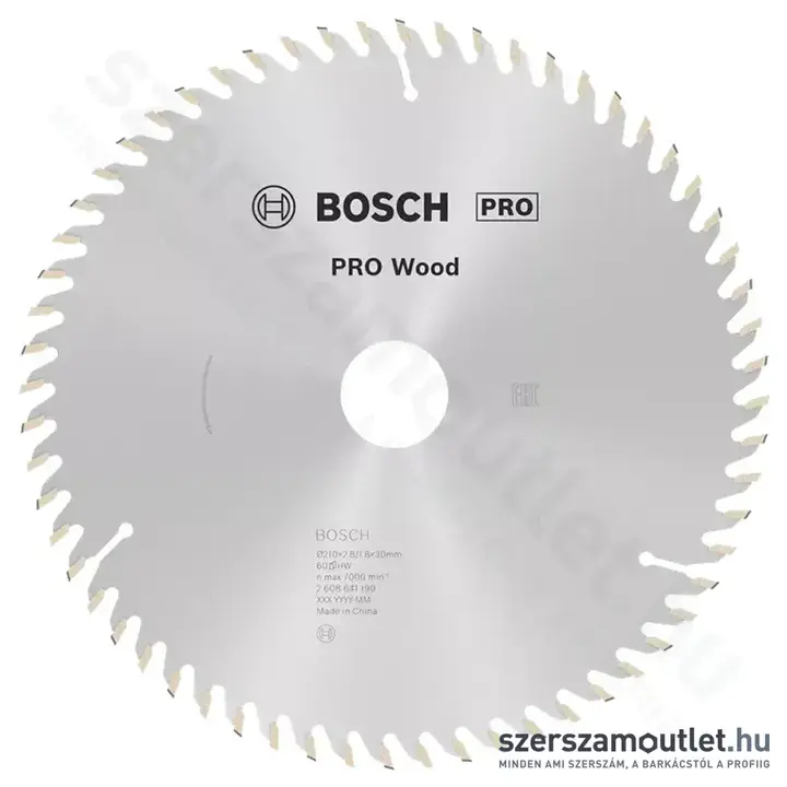 BOSCH Optiline Wood körfűrészlap kézi körfűrészekhez, 210x2,8/1,8x30mm 60 fog