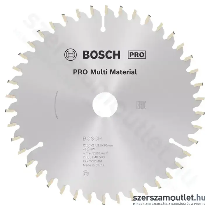 BOSCH Multi Material körfűrészlap kézi körfűrészhez, 160x2,4/1,8x20/16 42 fog, HLTCG