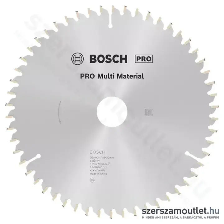 BOSCH Multi Material körfűrészlap kézi körfűrészhez, 210x2,4/1,8x30mm 54 fog, HLTCG