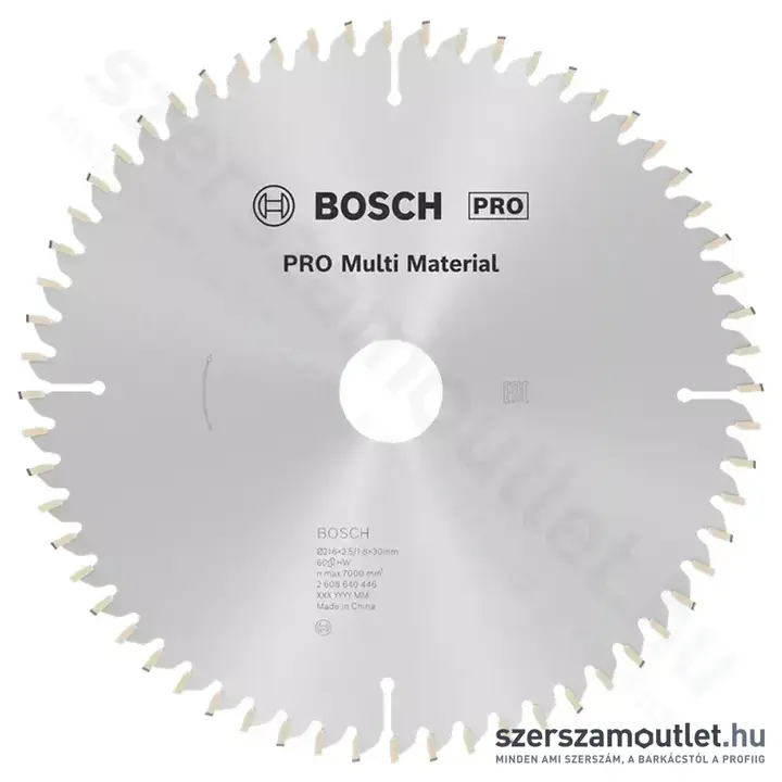 BOSCH Multi Material körfűrészlap gérvágó és asztali körfűrészhez, 216x2,5/1,8x30mm 60 fog, HLTCG