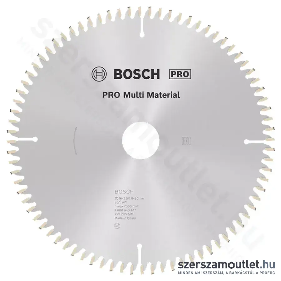 BOSCH Multi Material körfűrészlap gérvágó és asztali körfűrészhez, 216x2,5/1,8x30mm 80 fog, HLTCG