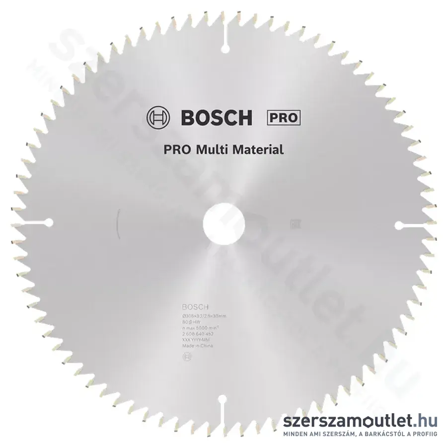BOSCH Multi Material körfűrészlap gérvágó és asztali körfűrészhez, 305x3,2/2,5x30mm 80 fog, HLTCG