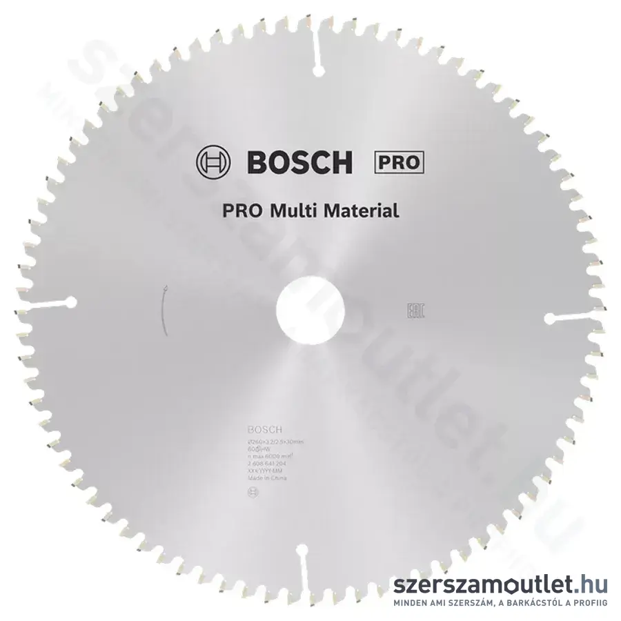 BOSCH Multi Material körfűrészlap gérvágó és asztali körfűrészhez, 260x3,2/2,5x30mm 80 fog, HLTCG