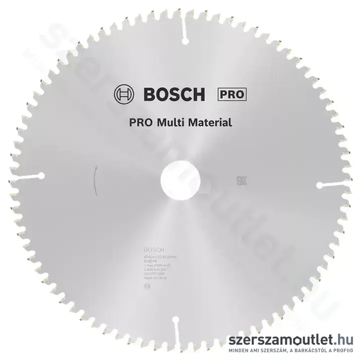 BOSCH Multi Material körfűrészlap gérvágó és asztali körfűrészhez, 260x3,2/2,5x30mm 80 fog, HLTCG