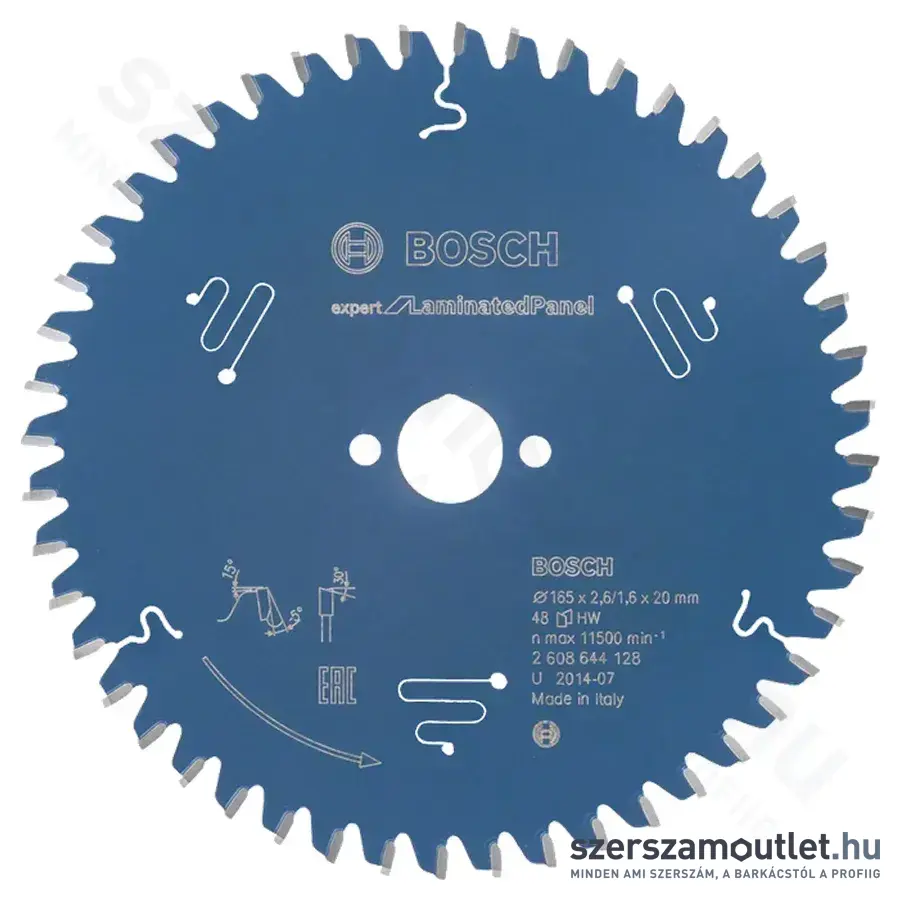BOSCH Expert for LaminatedPanel körfűrészlap 165x2,6/1,6x20mm 48 fog, ATB