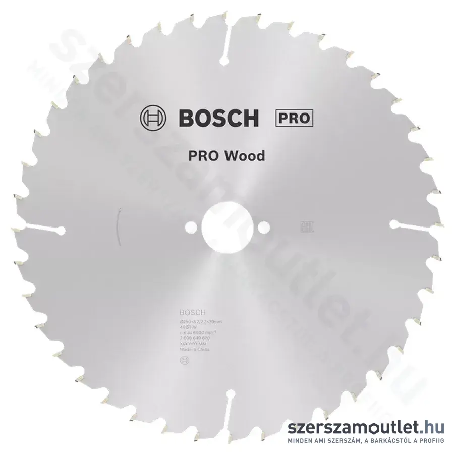 BOSCH Optiline Wood körfűrészlap asztali körfűrészekhez, 250x3,2/2,2x30mm 40 fog