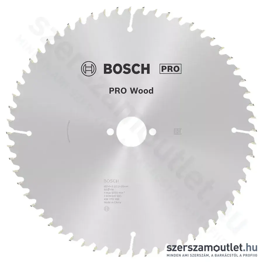 BOSCH Optiline Wood körfűrészlap asztali körfűrészekhez, 250x3,2/2,2x30mm 60 fog