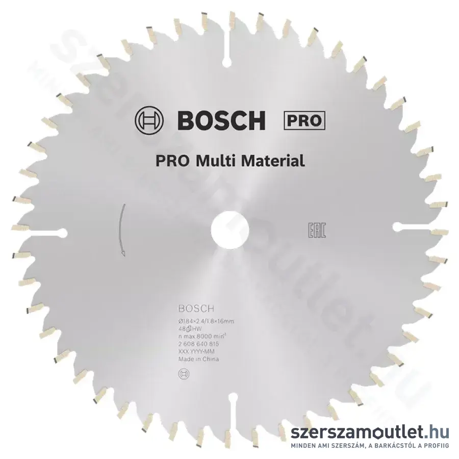 BOSCH Multi Material körfűrészlap kézi körfűrészhez, 184x2,4/1,8x16mm 48 fog, HLTCG