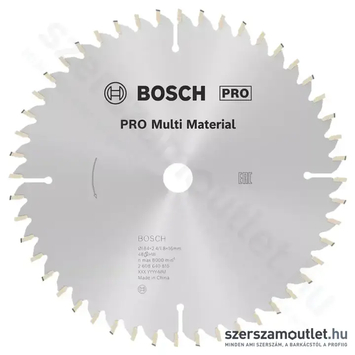 BOSCH Multi Material körfűrészlap kézi körfűrészhez, 184x2,4/1,8x16mm 48 fog, HLTCG