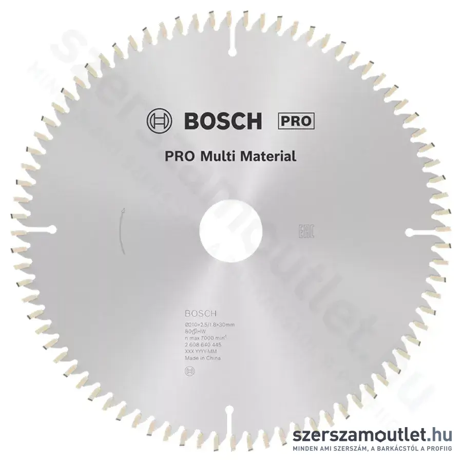 BOSCH Multi Material körfűrészlap gérvágó és asztali körfűrészhez, 210x2,5/1,8x30mm 80 fog, HLTCG