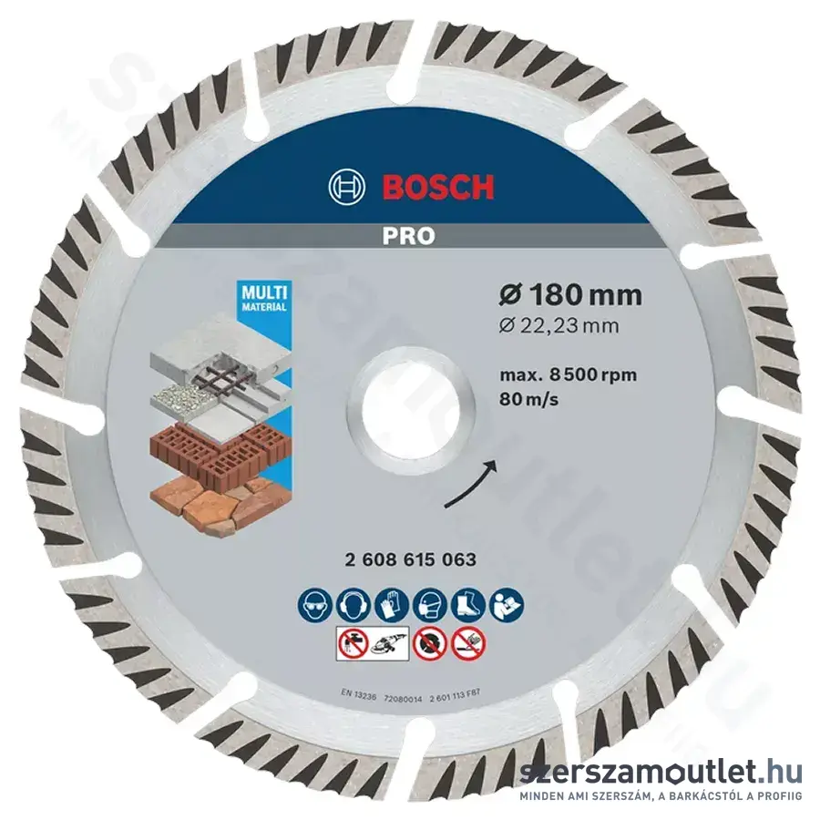 BOSCH Standard for Universal gyémánt vágótárcsa 180x2,4x22,23mm (2608615063)