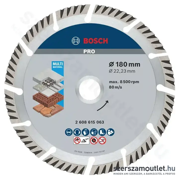 BOSCH Standard for Universal gyémánt vágótárcsa 180x2,4x22,23mm (2608615063)
