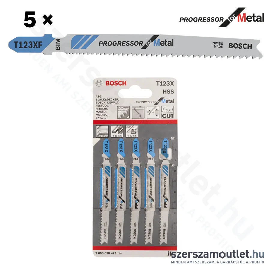 BOSCH T 123 X Progressor for Metal szúrófűrészlap 100mm [5db/csomag] (2608638473)