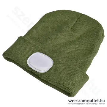 EXTOL Kötött sapka, kivehető LED homloklámpával 180lm (zöld)