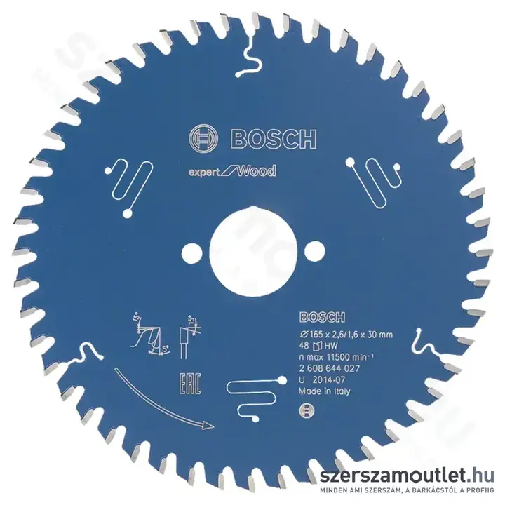 BOSCH Expert for Wood körfűrészlap 165x2,6/1,6x30mm T48 (2608644027)