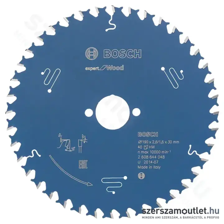 BOSCH Expert for Wood körfűrészlap 190x2,6/1,6x30mm T40 (2608644048)