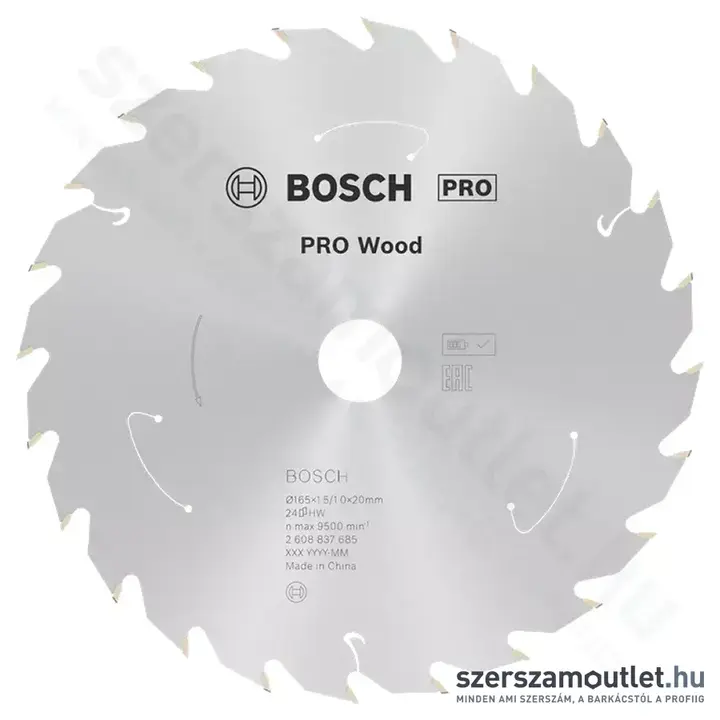 BOSCH Standard for Wood körfűrészlap akkumulátoros fűrészekhez 165x20mm 24 fog