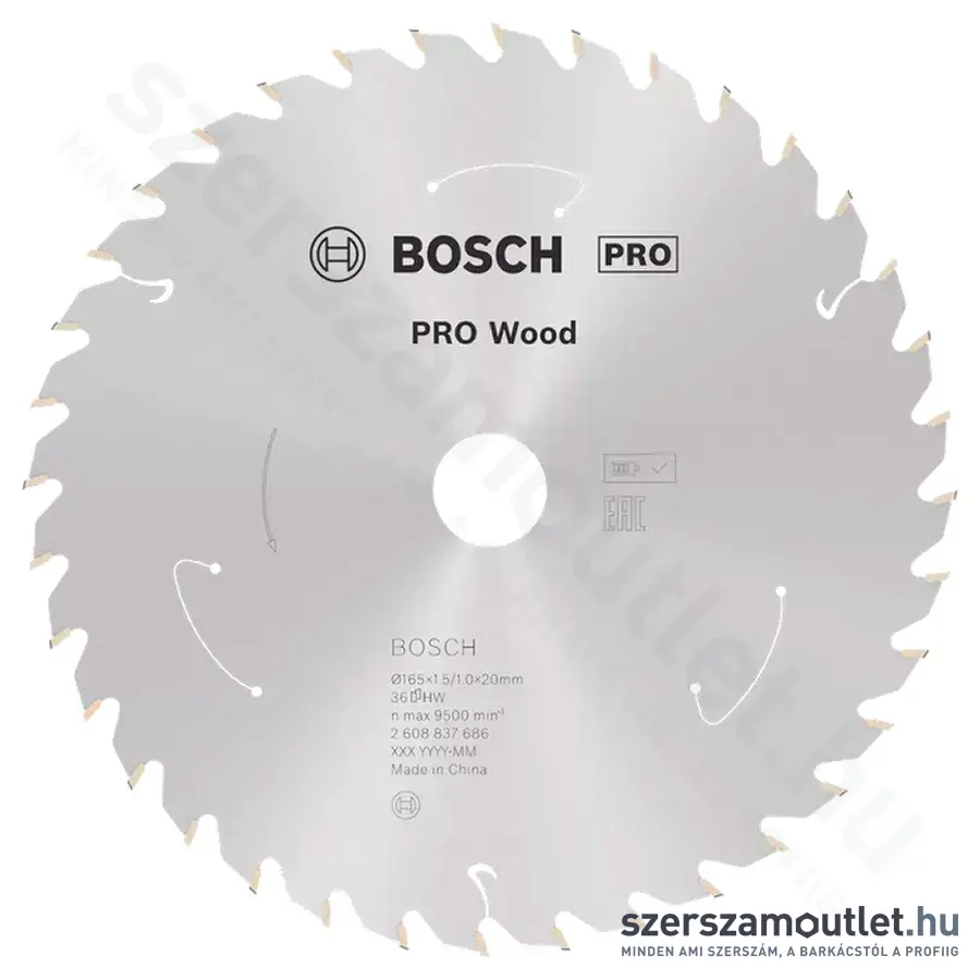 BOSCH Standard for Wood körfűrészlap akkumulátoros fűrészekhez 165x20mm 36 fog