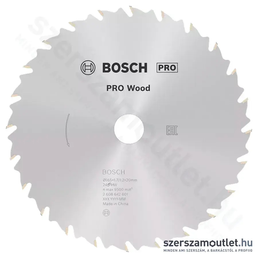 BOSCH Speedline Wood körfűrészlapok kézi körfűrészekhez 165x1,7/1,2x20/24mm 24 fog