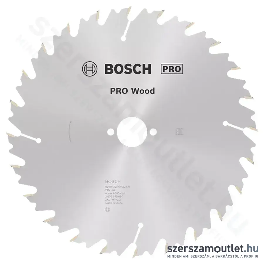BOSCH Speedline Wood körfűrészlap asztali körfűrészekhez 250x3,2/2,2x30mm 24 fog