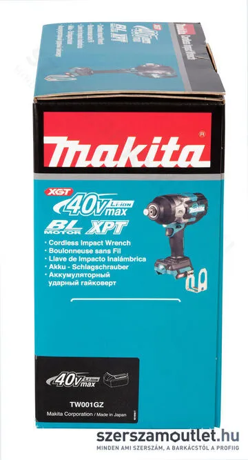 MAKITA TW001GZ Akkus szénkefementes ütvecsavarozó (40V/1800Nm 3/4") (Akku és töltő nélkül!)