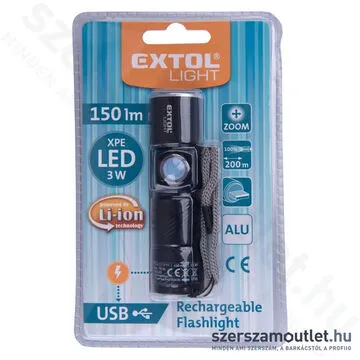 EXTOL LED lámpa, újratölthető Li-ion akkus 150lm