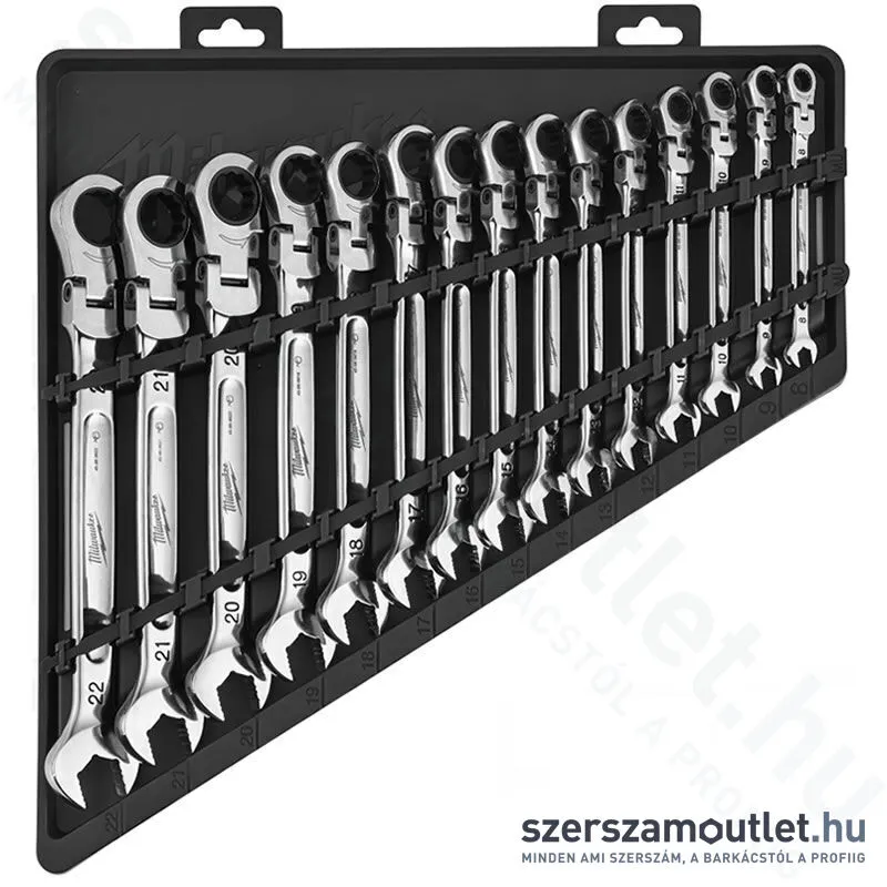 MILWAUKEE MAX BITE Racsnis, csuklós csillag-villáskulcs készlet, 15 részes (4932478558)
