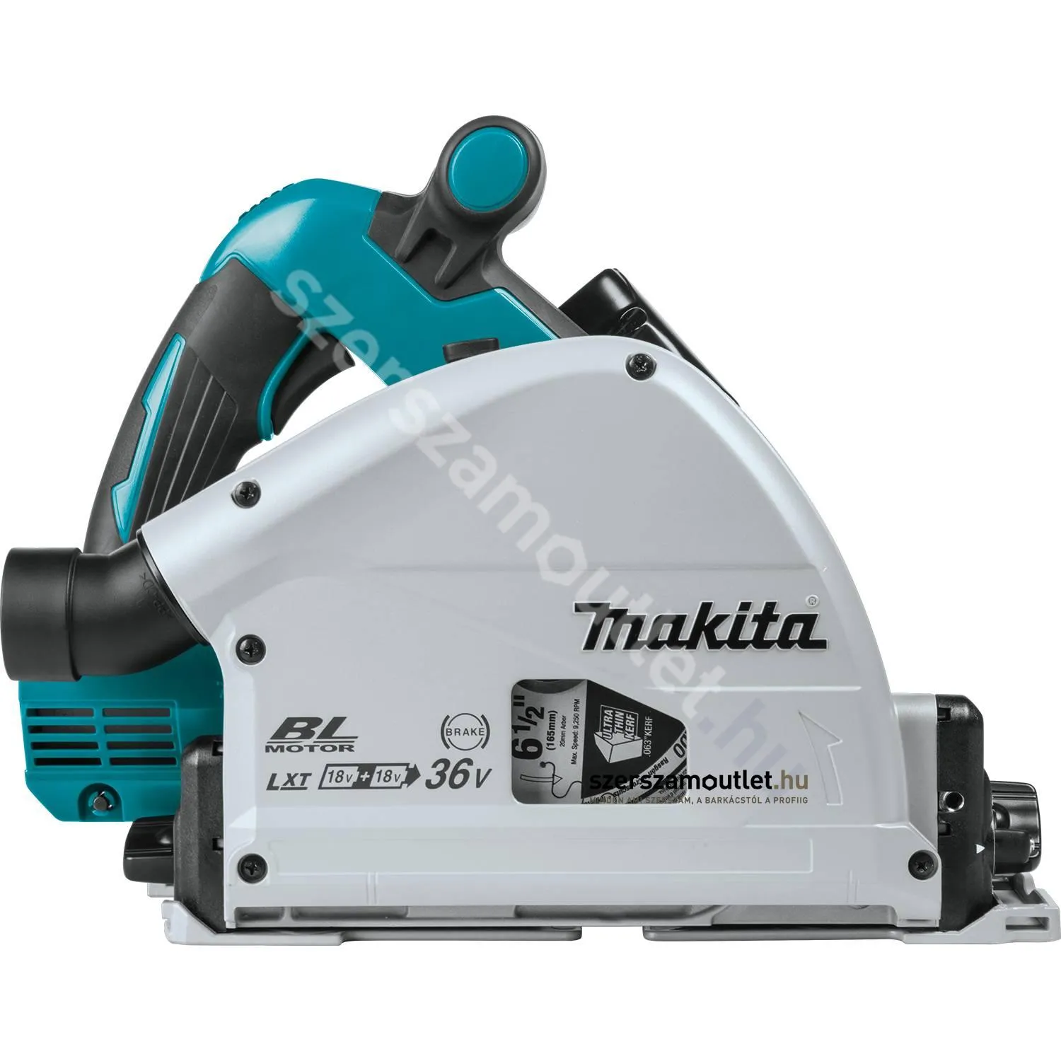 MAKITA DSP600Z Akkus szénkefementes merülő körfűrész (2x18V/165mm) (Akku és töltő nélkül!)