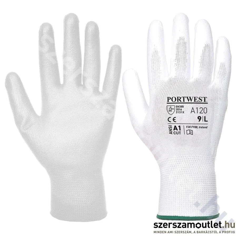 PORTWEST A120 PU tenyérmártott szerelőkesztyű [Fehér] (A120WHR)
